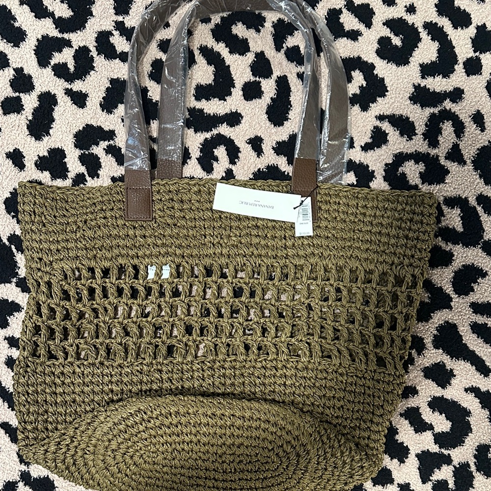 Banana Republic Olive Green Woven Tote